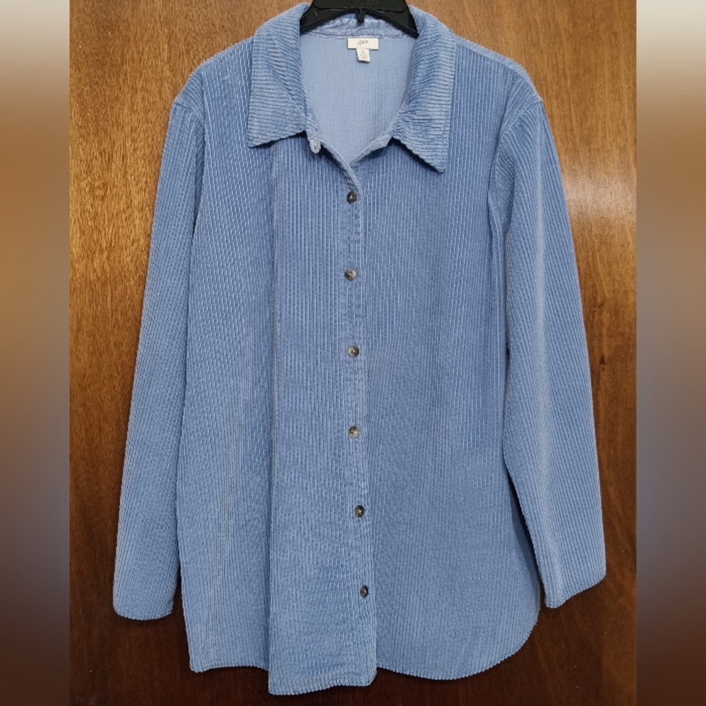 Blue Corduroy Button-Up Shirt